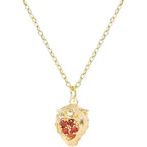 coadipress Pomegranate Necklace for Women Novel Fashion 18K Gold Plated Red Pomegranate Rhinestone Pendant Necklace Cute Dainty Lemon Strawberry Fruit Necklace Personalized Birthday Jewelry