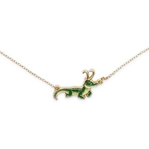 SalesOne LLC Marvel Studios Loki Alligator Pendant Necklace with Gold Chain and Extender | Fashion Jewelry, Costume Cosplay Accessories | MCU Superhero Comic Book Gifts and Collectibles