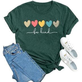 MAIHUN Be Kind Shirt for Women Tie Dye Rainbow T Shirt Inspirational Teacher Tees Tops Blessed Short Sleeve