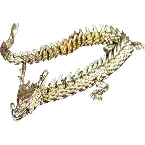 Brass Dragon Statue Movable Change Shape Dragon Statue 3D Golden Dragon Articulated Dragon Luck Dragon for Home Office Desk Decoration