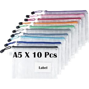 12pcs Mesh Zipper Pouch Bags, A4 Zipper Bags for Classroom Organization, Zipper Bags for Organizing, Board Game Storage,Puzzle Bags