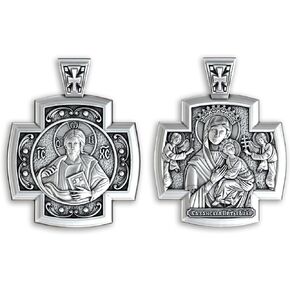 925 Sterling Silver Orthodox Cross Necklace - Double-Sided Greek Cross Pendant with Jesus Christ & Virgin Mary - Handmade Christian Religious Jewelry for Men & Women - Authentic Design