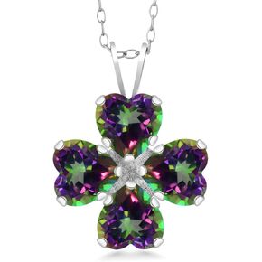 Gem Stone King Green Mystic Topaz Heart Pendant Necklace for Women | 925 Sterling Silver | Gemstone Birthstone | with 18 Inch Silver Chain
