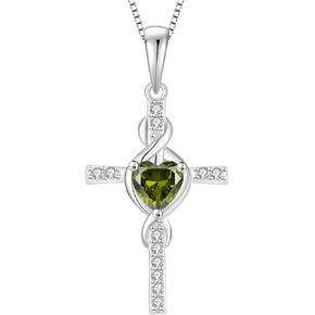 Infinity Cross Necklace 925 Sterling Silver Crucifix Christian Religious Pendant Birthstone Jewelry Gifts for Women