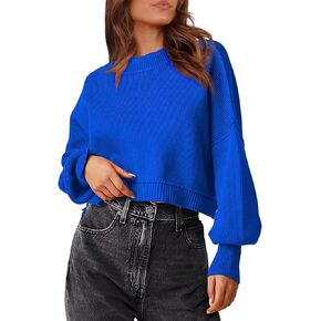 Womens 2023 Fall Sweaters Crewneck Long Batwing Sleeve Side Slit Lightweight Pullover Knit Sweater Tops