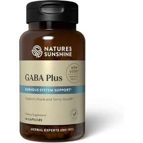 Nature's Sunshine GABA Plus, 60 Capsules, Kosher | Brain Health and Nervous System Support to Help Find A Sense of Relaxation and Peace