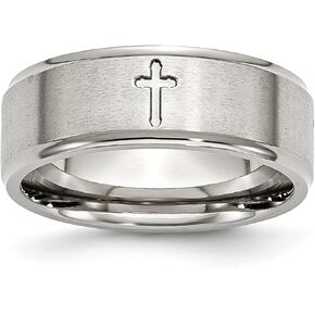 حلقة شريط مصقولة بحافة متقاطعة من الفولاذ المقاوم للصدأ من Lex & Lu Chisel مقاس 8 مم in Kuwait