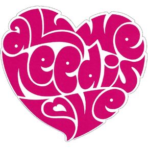 All We Need is Love Beatles Lennon Heart - Small Bumper Sticker/Decal (3.5" X 3.25")