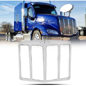 Chrome Front Hood Radiator Replacement Grille Surround fit for 2013-2022 Peterbilt 579 (Without Bug Screen)
