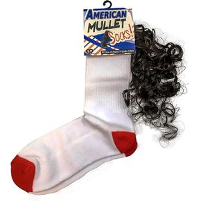Gears Out American Mullet Socks Funny Mullet Gags Novelty Rockabilly Funny Socks for Men Weird Athletic Socks with Fake Hair Party in the Back Unisex Stocking Stuffers