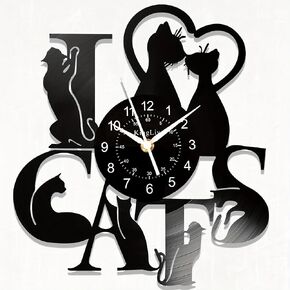 Love Cats Vinyl Wall Clock, Animal Kitten Wall Clock, Cats Love Wall Clock, Silent Clock, for Birthday, Halloween, Christmas, for Living Room Bedroom, Room Decor, Home Décor, Kitchen, Office Decor in Saudi Arabia