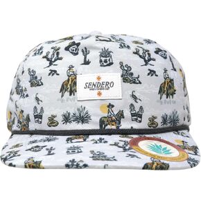 Sendero Provisions Co. Muertos Adjustable Microfiber Snapback Hat with Woven Patch Logo & Braided Rope (White) - One Size