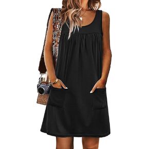 Ekouaer Nightgowns for Women Tank Sleep Shirts Sleeveless Sleep Dress with Pockets Wide Strap Nightshirts