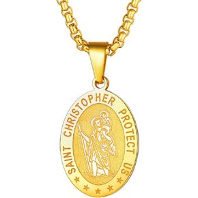 Supcare Men Women Saint Michael/Christopher Necklace, Gold Plated/Black/Silver (with Gift Packing)