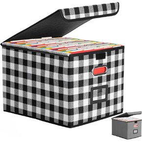 File Organizer Box, Linen filing organizer with Lid, Large Desktop File Boxes, Gray