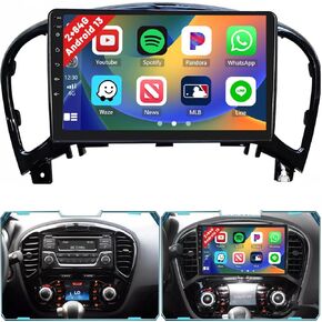 Radio for Nissan Juke 2011-2016 with Wireless CarPlay Android Auto, 2+64G Android 13 Car Stereo 9 Inch Touchscreen GPS Navi/Bluetooth/WiFi/FM RDS+Backup Camera Mic
