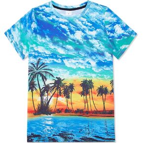 RAISEVERN Boys Girls 3D Graphic Printed T-Shirts Short Sleeve Summer tees for 4-14 Years