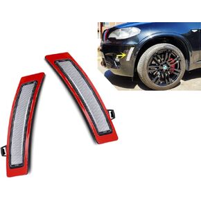 White/Clear Lens Front Bumper Side Markers Replacement Reflector Compatible With 2011-2013 BMW E70 X5 LCI Models w/o Side Cameras, Replace OEM Amber Yellow Reflector Assy