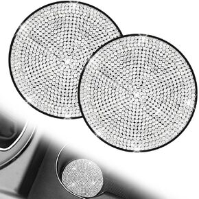 Car Cup Holder Coaster, 2 Pack Anti-Slip Shockproof Universal Vehicle Cup Holders Coasters Insert Bling Crystal Rhinestone Auto Automotive Interior Accessories for Women