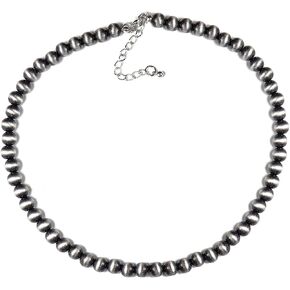 Navajo Pearl Layered Necklace Vintage Western Cowgirl Beaded Choker Necklace Boho Faux Navajo Pearl Beaded Necklace Jewelry for Women