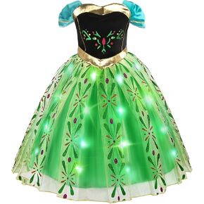 Acecharming Light Up Anna Princess Dress Up for Girls - Toddler Kids Fancy Dress for Halloween Cosplay Costume