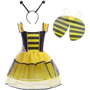 Dressy Daisy Honey Bee Fancy Dress Up Costume Set with Wings and Headband for Toddler and Little Girls, Size 4T to 10, Yellow