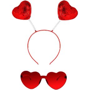 Valentines Heart Headband and Heart Sunglasses Cupid Headband Bopper Party Accessoires for Valentine's Day Halloween