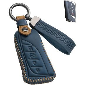 for Lexus Key Fob Cover Leather Car Key Case Keychain Fob Holder Compatible for Lexus ES350 ES300h UX200 UX250h LS500 LS500H LC500 LC500h GX460 RX350h 2018-2024 (Blue)