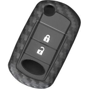 Key Fob Cover Protective Case Carbon Fiber Silicone Case Shells Compatible with Land Rover Range Rover Sport LR3 Discovery Protected Remote,3 Buttons