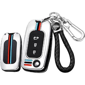 ontto Key Cover Fit for Renault Kadjar Koleos Sandero Stepway Logan Stepway Logan Logan 2 clio clio 5 Arkana captur Flip Folding Key Fob,Metal and Silicone Car Key Holder,Silver