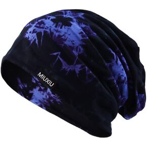 Mens Slouchy Beanie Hat Thin Baggy Summer Skull Cap Knit Hat (Blue)