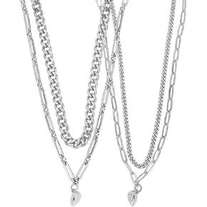 choice of all 2 PCS Layered Choker Necklaces for Couple Adjustable Simple Pendant Necklaces Heart Cuba Chain Necklace Dainty Necklaces for Couple (2 PCS Couple Nec)