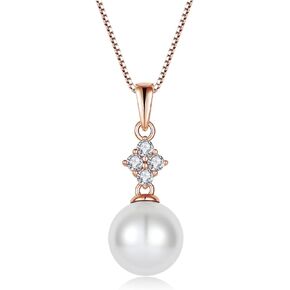 قلادة اللؤلؤ للنساء 925 الفضة الاسترليني الأبيض 5A مكعب زركونيا لذيذ اللؤلؤ قلادة قلادة مجوهرات عيد الأم عيد الميلاد عيد الميلاد للزوجة أمي لها in Kuwait