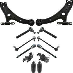 TRQ 12pc Steering Suspension Kit Control Arms Ball Joints Tie Rods Sway Bar End Links for Lexus RX330 RX350 Toyota Highlander