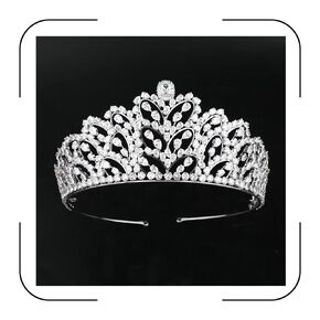 QXMYOO Vintage Wedding Tiaras for Bride Silver Quince Crown for Pageant Prom Costume Crystal Bridal Headpieces Cubic Zirconia Hiar Accessories