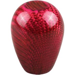 Sakali Universal Vehicle Carbon Fiber Shift Shifter Knob with 3 Adaptors 8mm 10mm 12mm Inner Diameter Car Manual or Automatic Universal Gear Knob Red