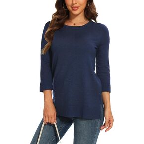 Spicy Sandia Women's 3/4 Sleeve Crew Neck Pullover Sweaters Lightweight Casual Knit Shirt Tops for Spring Fall