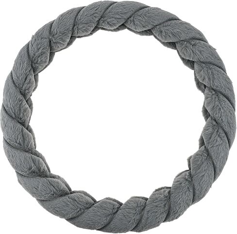 Twisted Fur Black Soft Steering Wheel Cover, Fluffy Car Steering Cover for Universal Auto Steering Wheel 14.5-15.5", Anti-Slip, Plush Texture, Winter Warm in Saudi Arabia