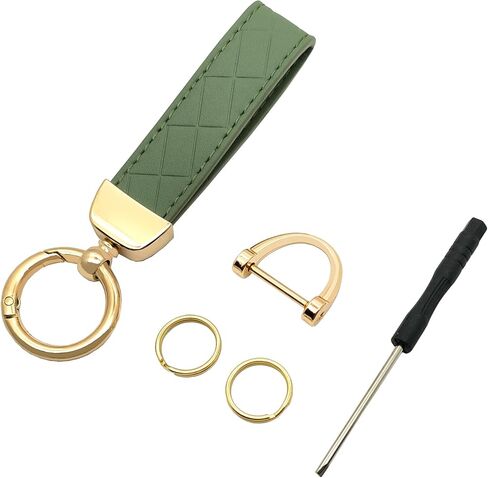 Leather Keychain Keyrings Car Key Chain Holder with Anti-Lost D Ring and 2 Key Rings for Women and Men in Kuwait