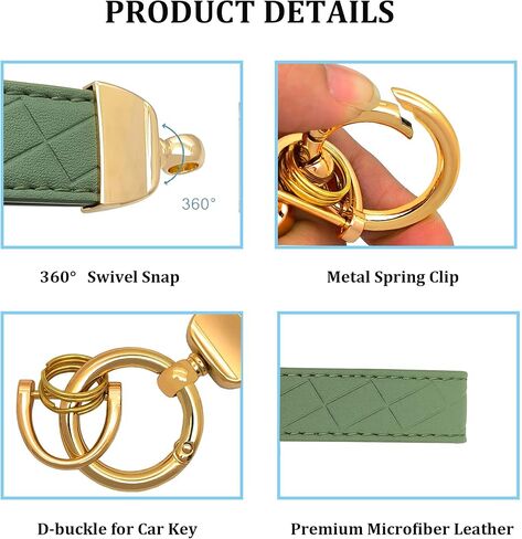 Leather Keychain Keyrings Car Key Chain Holder with Anti-Lost D Ring and 2 Key Rings for Women and Men in Kuwait
