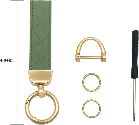 Leather Keychain Keyrings Car Key Chain Holder with Anti-Lost D Ring and 2 Key Rings for Women and Men in Kuwait