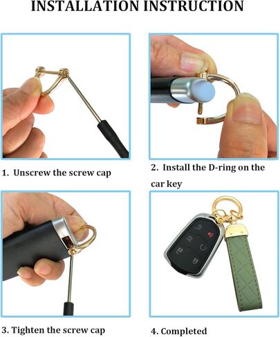 Leather Keychain Keyrings Car Key Chain Holder with Anti-Lost D Ring and 2 Key Rings for Women and Men in Kuwait