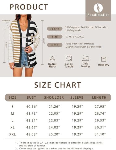 Saodimallsu Womens Striped Color Block Cardigan Sweaters V Neck Long Sleeve Button Colorful Open Front Coats in Kuwait
