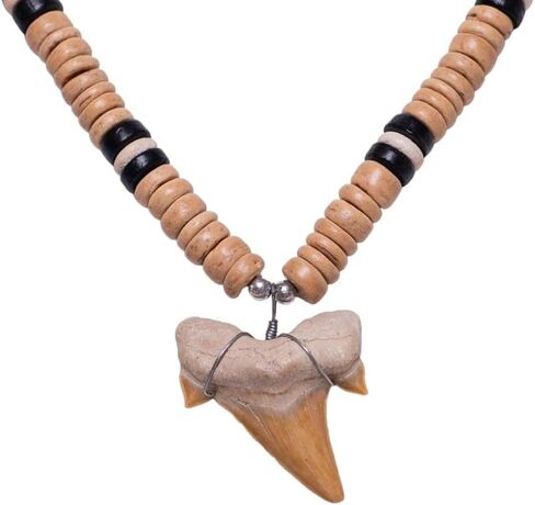 BlueRica Fossil Shark Tooth on Coconut Beads Necklace in Saudi Arabia