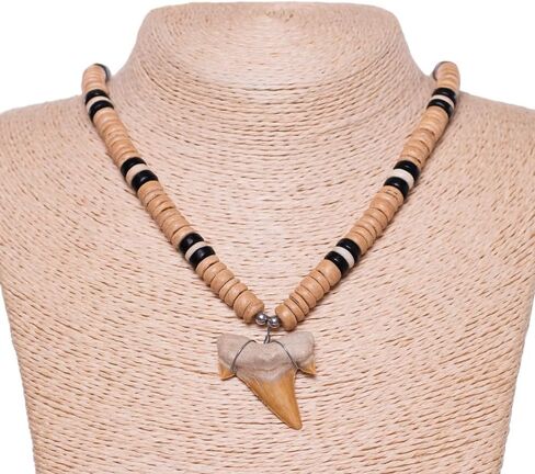 BlueRica Fossil Shark Tooth on Coconut Beads Necklace in Saudi Arabia
