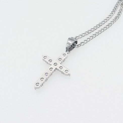 Cross Pendant Necklace for Women Men - Gothic Catholic Christian Costume Cross Jewelry - Delicate Chunky Stainless Steel Hypoallergenic Chain Thanksgiving Christmas Gift in Saudi Arabia