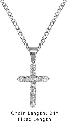 Cross Pendant Necklace for Women Men - Gothic Catholic Christian Costume Cross Jewelry - Delicate Chunky Stainless Steel Hypoallergenic Chain Thanksgiving Christmas Gift in Saudi Arabia