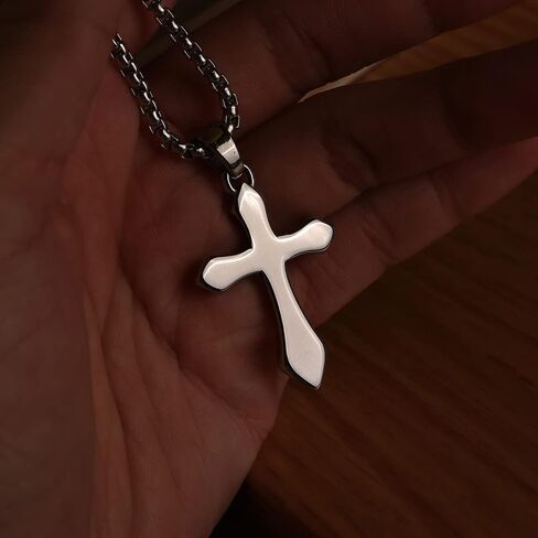 Cross Pendant Necklace for Women Men - Gothic Catholic Christian Costume Cross Jewelry - Delicate Chunky Stainless Steel Hypoallergenic Chain Thanksgiving Christmas Gift in Saudi Arabia