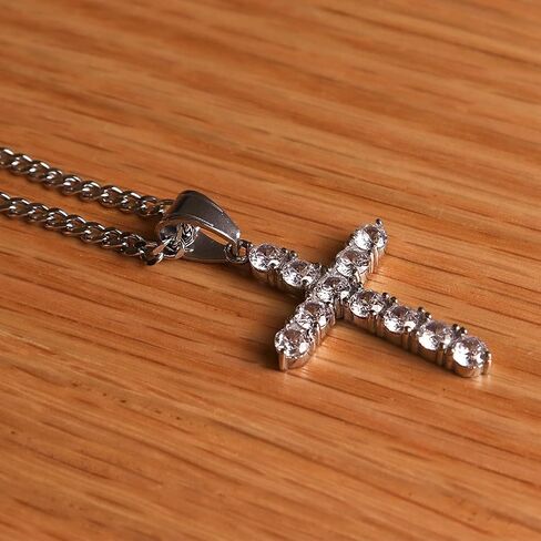 Cross Pendant Necklace for Women Men - Gothic Catholic Christian Costume Cross Jewelry - Delicate Chunky Stainless Steel Hypoallergenic Chain Thanksgiving Christmas Gift in Saudi Arabia