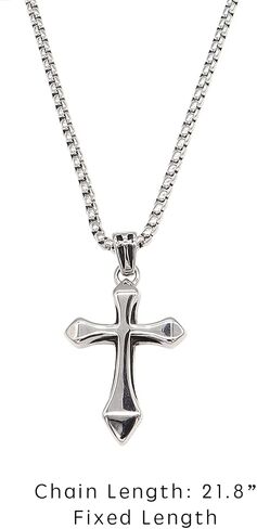 Cross Pendant Necklace for Women Men - Gothic Catholic Christian Costume Cross Jewelry - Delicate Chunky Stainless Steel Hypoallergenic Chain Thanksgiving Christmas Gift in Saudi Arabia